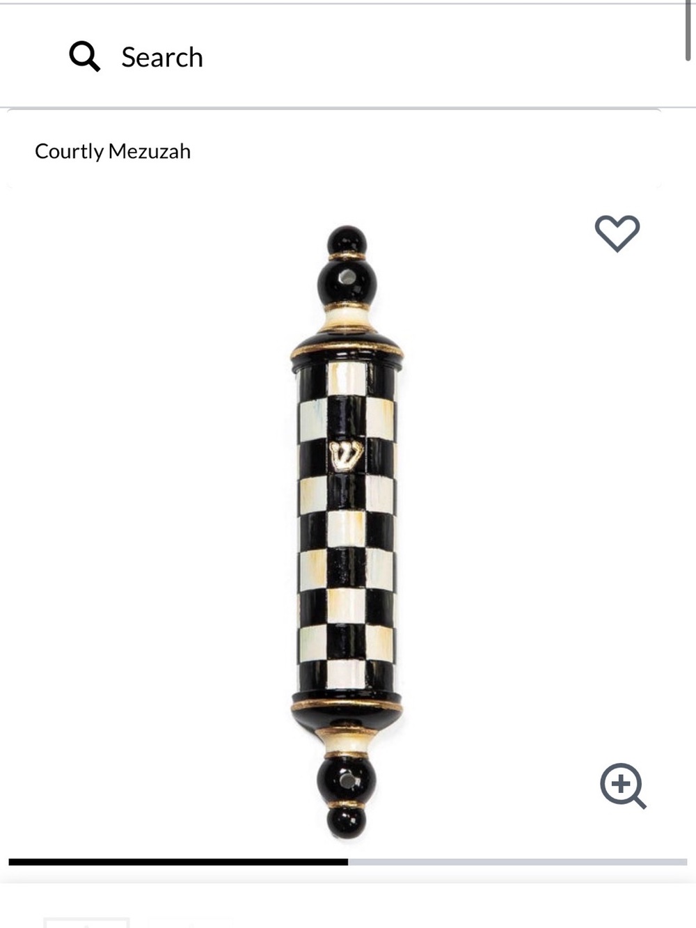 Brand new MacKenzie-Childs Black, White and Gold Courtly Checkerboard Mezuzah